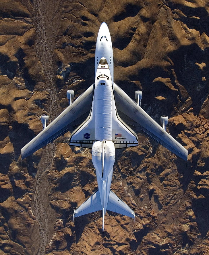 Space shuttle, Endeavour, Shuttle-Träger, Flugzeug, Boeing 747, montiert, Luft-und Raumfahrt