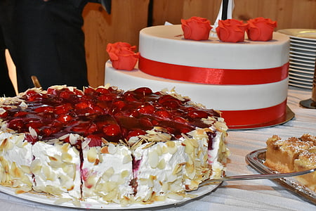 Svadobná torta, torta, ruže, Ornament, bobule tortu, dekorácie, svadba