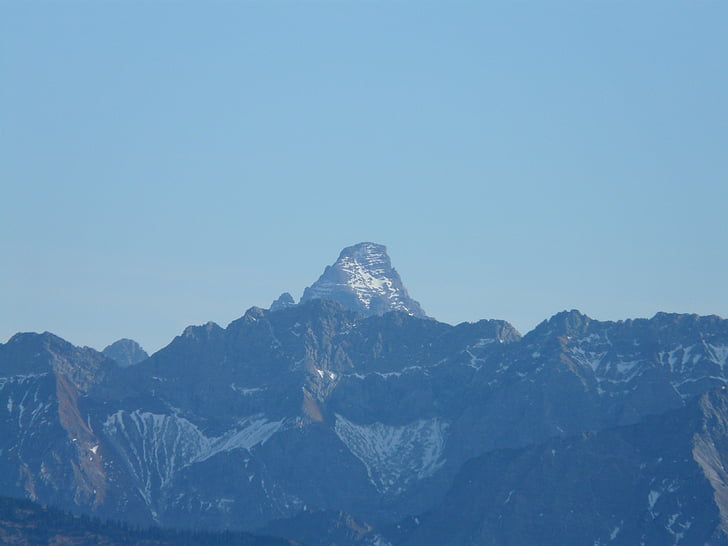 горы, Панорама, hochvogel, Альгойские Альпы, Германия, Альпийский, удаленный вид