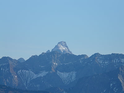 山脉, 全景, hochvogel, 阿尔高阿尔卑斯山, 德国, 高山, 遥远的视图