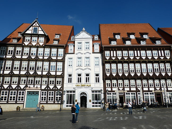 Hildesheim Tyskland, Niedersachsen, historisk set, gamle bydel, facade, bandagist, fachwerkhaus