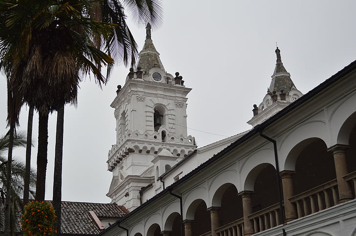 kyrkan, San francisco, Quito, bakgård, arkitektur