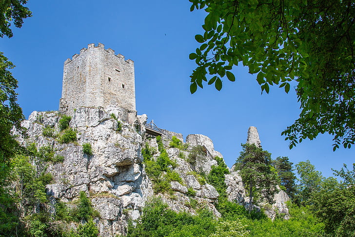 baltais akmens, pils, drupas, Bavaria, Bavārijas mežs, pils tornis, slavena vieta