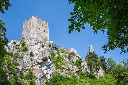 Білий камінь, Замок, руїни, Баварія, Баварський ліс, башта замку, знамените місце