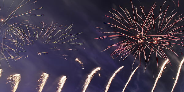 fireworks, night, pyrotechnics, lights, light, bright, explosion