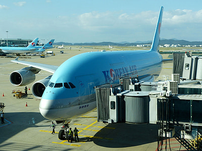 flygplan, plan, flygplats, koreanen luftar, Airbus, A380