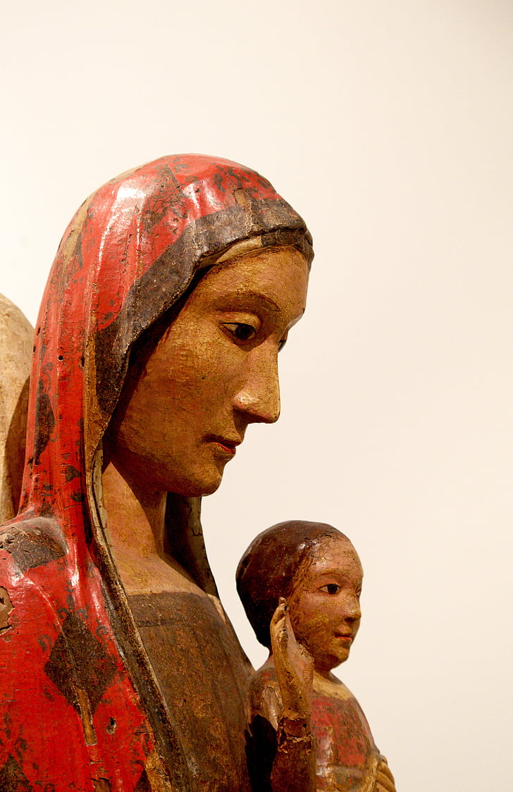 L'Aquila, Italië, Museum, standbeeld, Maria, Jezus