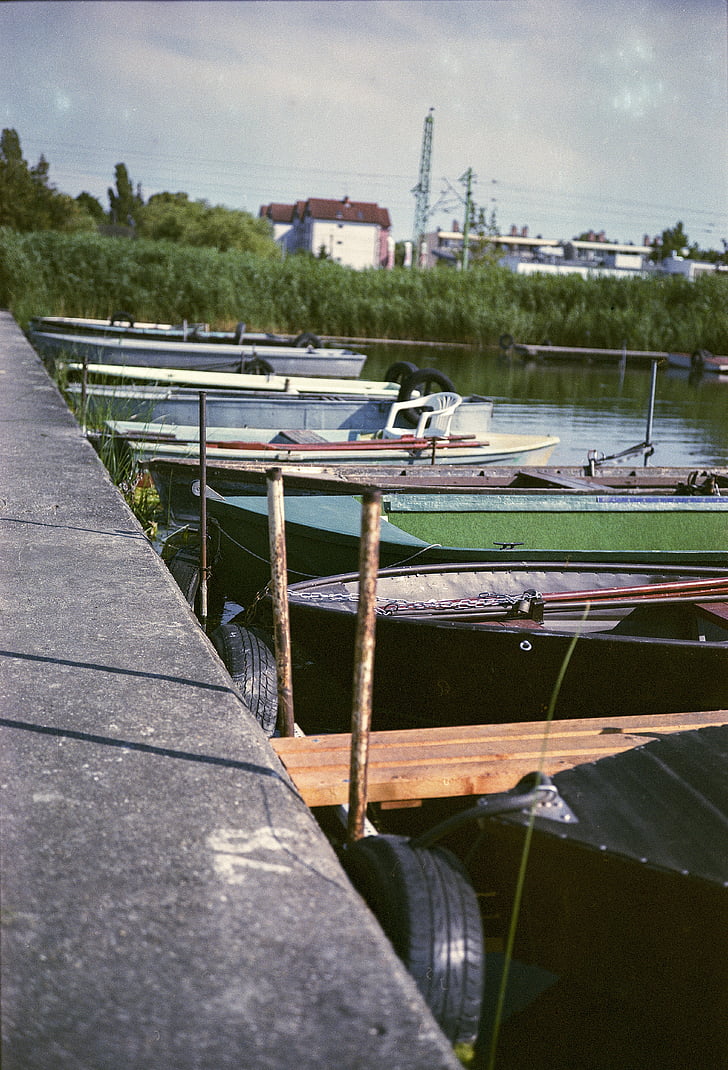 Rowboats, bờ biển, Lake, cũ, bay, thuyền, vùng nông thôn
