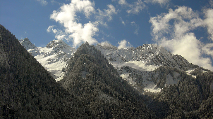 Bludenz, Inverno, montanhas, neve, paisagem, invernal, Áustria