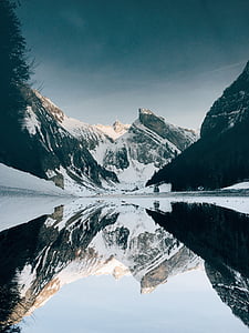 koude, Lake, landschap, berg, natuur, buitenshuis, reflectie