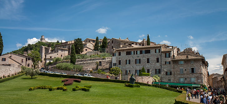 Assisi, Italia, Borgo, vista, architettura, cielo
