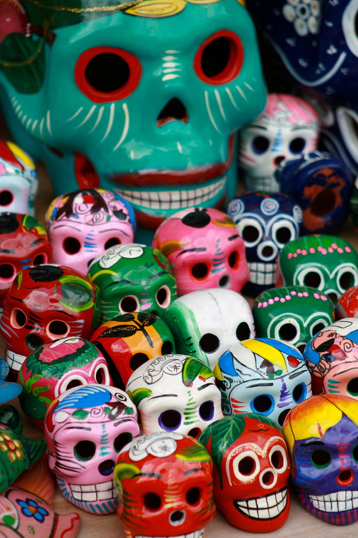 crânes, souvenirs, Mexique, culture, voyage, effrayant, décoration