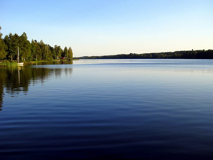 Lac, silencieux, solitude, clarté, large, reste, nature