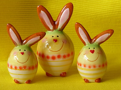 Hare, påske bunny, figur, porcelæn, lyd, farverige, malet