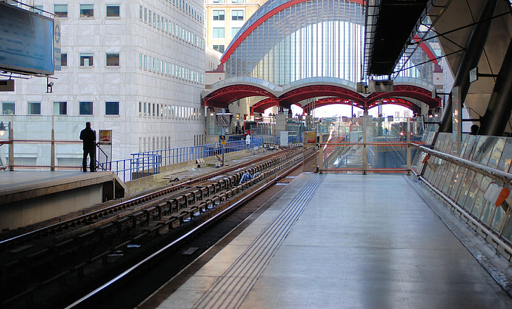 kolejowe, Stacja, platformy, czeka, Linia kolejowa, Londyn, Architektura