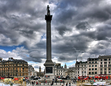 Lontoo, Englanti, Trafalgar Square-aukio, Maamerkki, rakennukset, arkkitehtuuri, muistomerkki