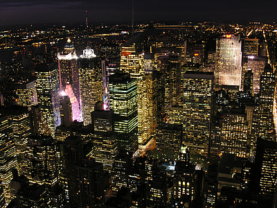 Nova york, Manhattan, horitzó, crepuscle, Estats Units, gratacels, Centre