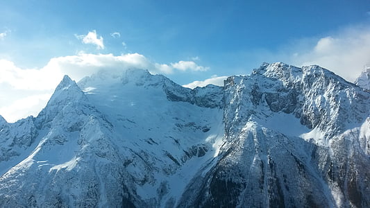 montagne, il Caucaso, Dombay, altezza, bel tempo, piste da sci, neve