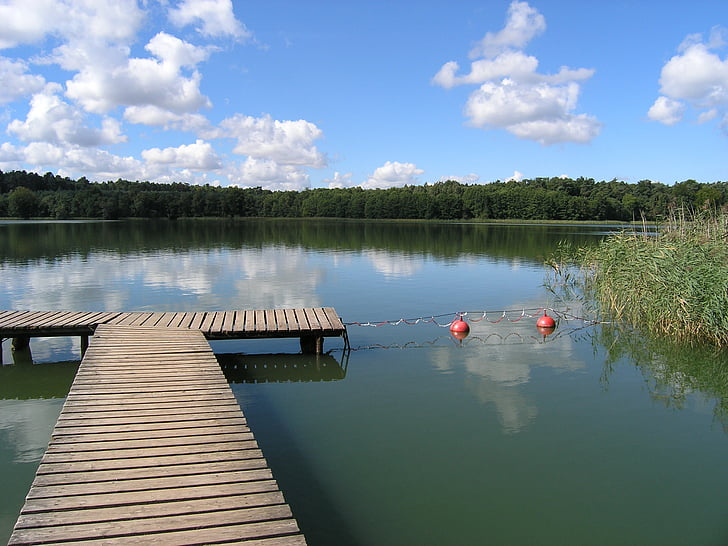 léto, slunce, voda, jezera, Meklenbursko jezera, obloha, modrá