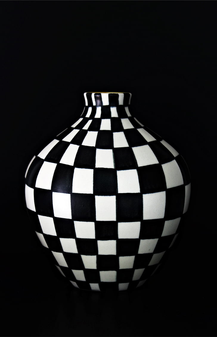 vase, hånd maleri, sort og hvid, kunst, abstrakt, dekoration, form