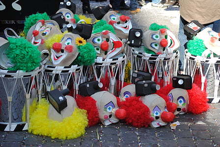 маски, барабани, депо, карнавал, щорічне Баслер 2015