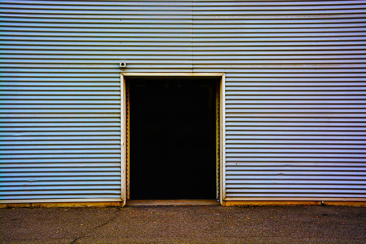 gray, brown, shed, door, lines, frame, shutter