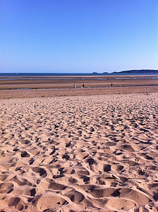 Swansea plaža, Walesa, ljeto, Swansea, plaža, zaljev, more