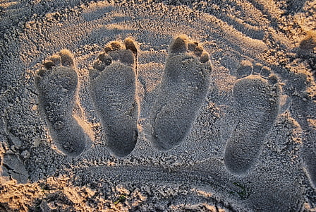 fodspor, Beach, lys, sand, solen