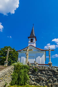 Biserica, Muntele St thomas, Capela, cer, cruce, nori, arhitectura