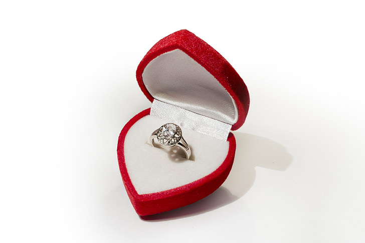 Prsten, zapojení, Láska, šperky, krabice, den svatého Valentýna, dárek