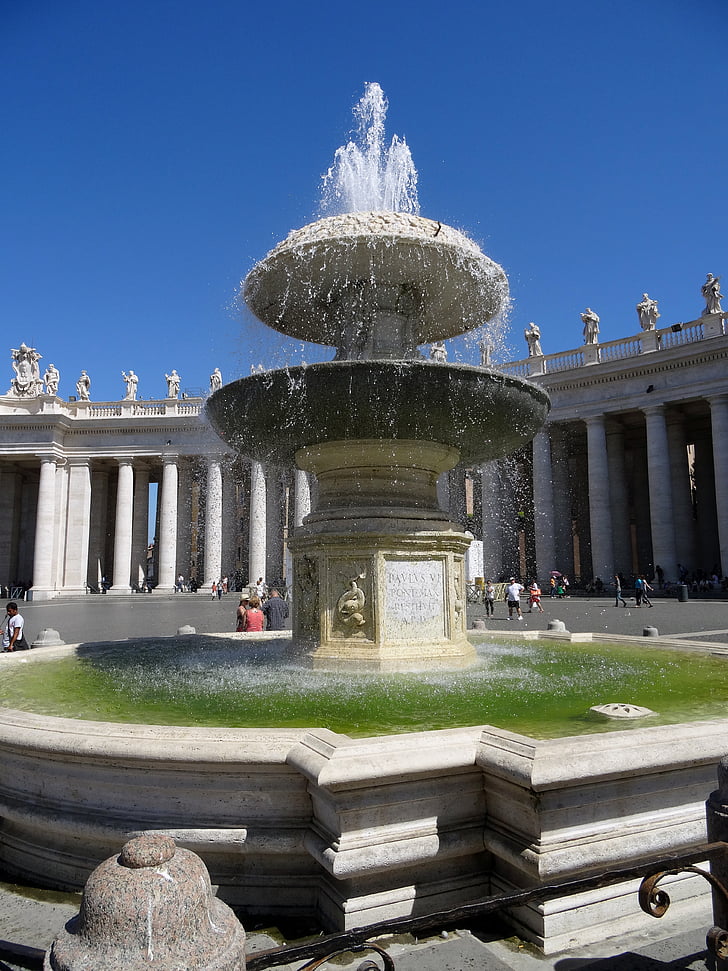 Vatikán, fontána, Taliansko, Rím, Vatikán fontána