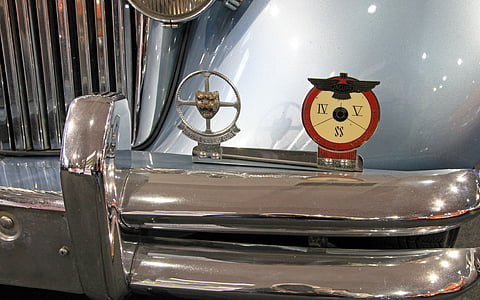 oldtimer, Jaguar, bumper, embleem, oude, Auto, details weergeven