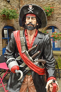 pirate, captain, hook, sword, knife, hat, image