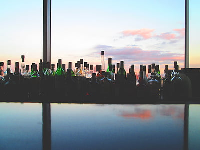 Muhtelif, cam, şişe, Bar, alkol, içki, pencere