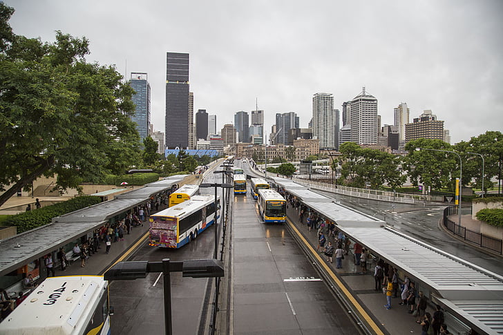 Austrálie, Brisbane, zobrazení Street view, zamračený den