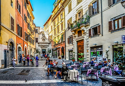 Italia, antiguo, edad, Roma, Plaza, café, mujer