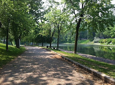 Montreal, bomen, Park, water, groen, zomer, rustige