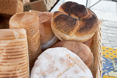 bakken, brood, traditionele, voedsel, mand, vers
