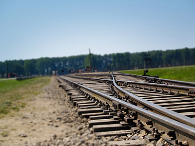 auschvitz - birkenau, trein, concentratiekamp, Railroad tracks, gevangenis