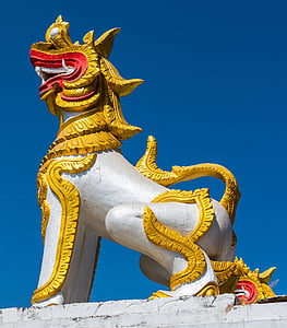 criaturas míticas, León, complejo del templo, Templo de, Tailandia del norte