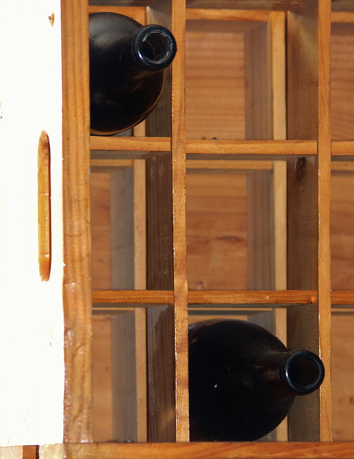 fából készült doboz, bor, bor rack, üveg, tárolás, palackok, borosüveg
