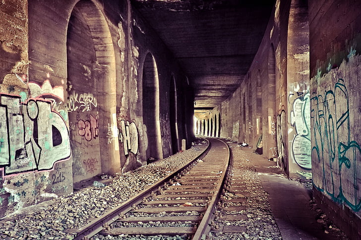 endroits perdus, tunnel, Gleise, chemin de fer, voie ferrée, semblait, tunnel ferroviaire