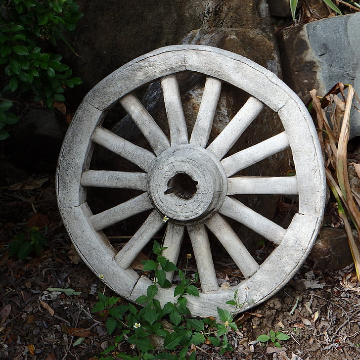 Wagon wheel, trädgård, vagn, hjulet, gamla, Trädgårdsskötsel, rustik
