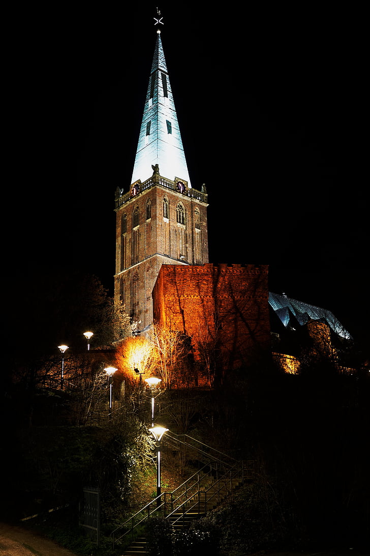 Kościół, heinsberg noc, światło, światła, Katedra, atmosfera, Święty