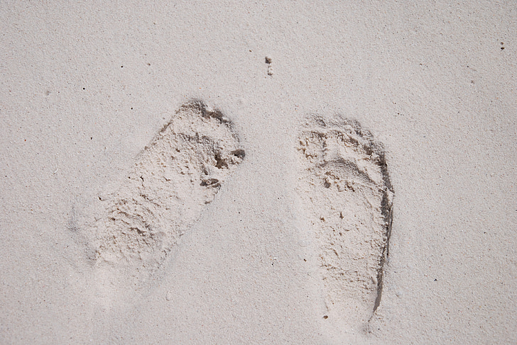 the sea, maldives, views, sand, footprints
