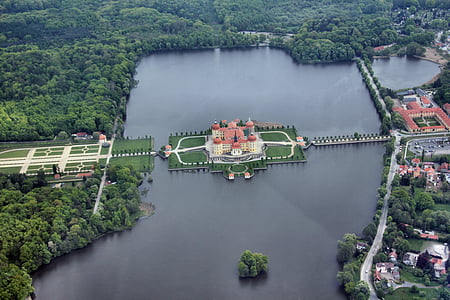 saxony, castle, moritz castle, aerial view, germany, river, nature