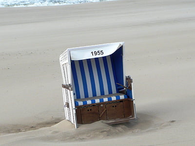 cadira de platja, endavant, sorra, anat amb el vent, 1955, Mar, platja