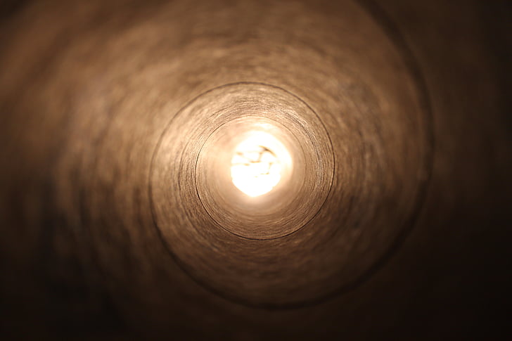 tunnel, tubo, visione a tunnel, luce, fine del tunnel, a spirale, simmetria