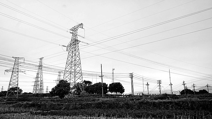 pylons, black and white, the scenery, ye tian, country