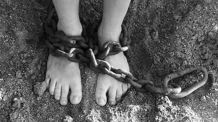 ķēdes, kājām, smilts, verdzība, cietuma, DOM, sods